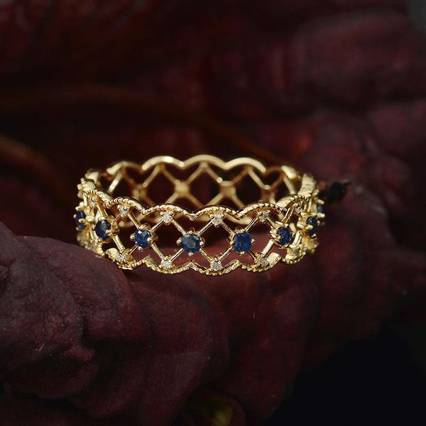 

wedding rings women's vintage wavy lace elegant shiny crystal cz stone hollow geometric pattern charm open ring trendy jewelry, Slivery;golden