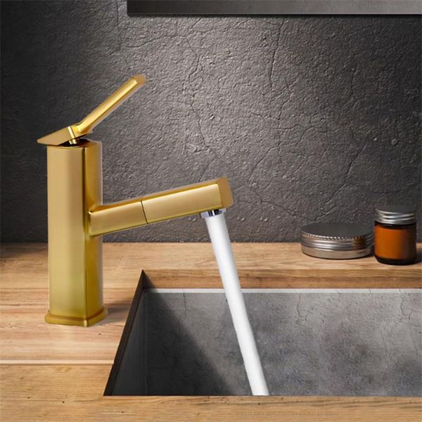 

bathroom sink faucets basin faucet brushed gold pull out & cold with hand shower head mixer taps lavatory