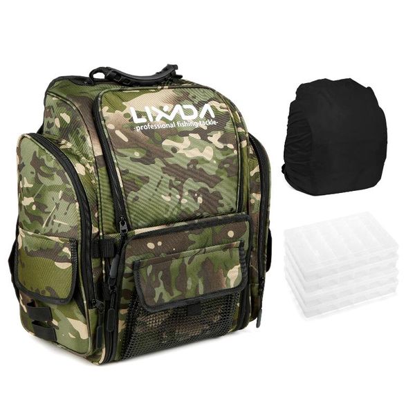 

fishing accessories lixada backpack tackle bag with 4 trays storage outdoor shoulder waterproof gear