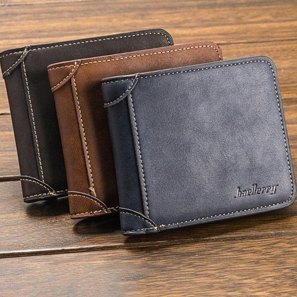 

wallets banabanma men fashion matte short purse retro leather multifunction wallet, Red;black