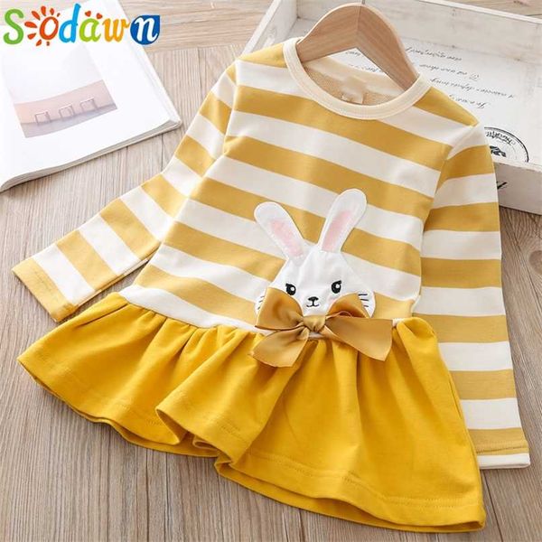 

sodawn animal pattern girl dress fall long sleeve kids clothes children clothing for girl stripe cartoon baby girl clothes 211025, Red;yellow