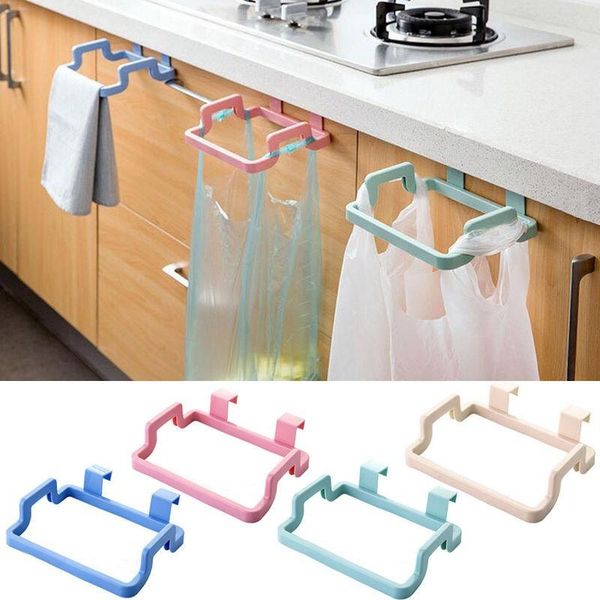 

hooks & rails kitchen portable plastic door garbage trash bag box can rack hanging holder