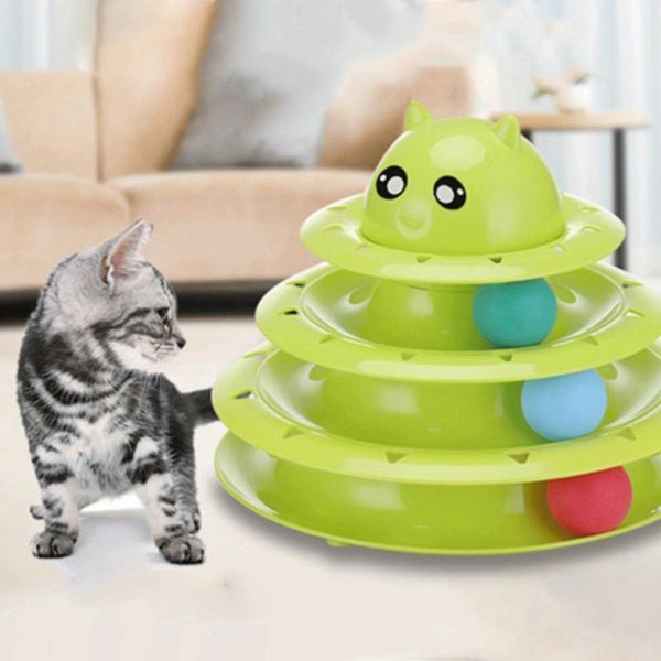 Giocattoli per gatti Giocattolo interattivo Rullo a 3 livelli Torri Tracce con palline Puzzle per allenamento fisico mentale