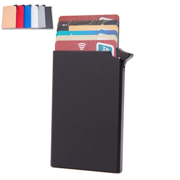 

storage bags wallet holder anti-magnetic rfid bank id card case mens cardholder metal business creditcard sleeve -up