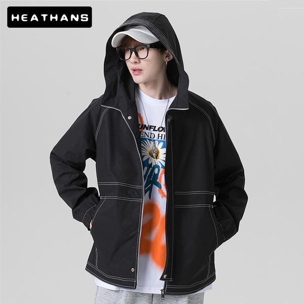 

men's jackets 2021 jacket hoodies male zipper spring autumn casual solid hooded outwear slim clothing bomber men cargo coats, Black;brown