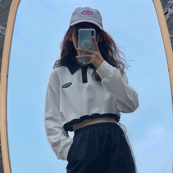 

women's hoodies & sweatshirts autumn fashion kawaii streetwear sport korean hoodie long sleeve cool white girls loose y2k women, Black