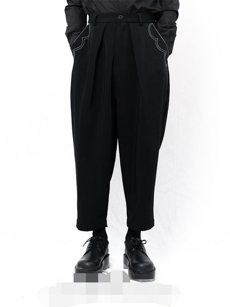 

men's pants yamamoto style casual long large size loose simple harlem, Black