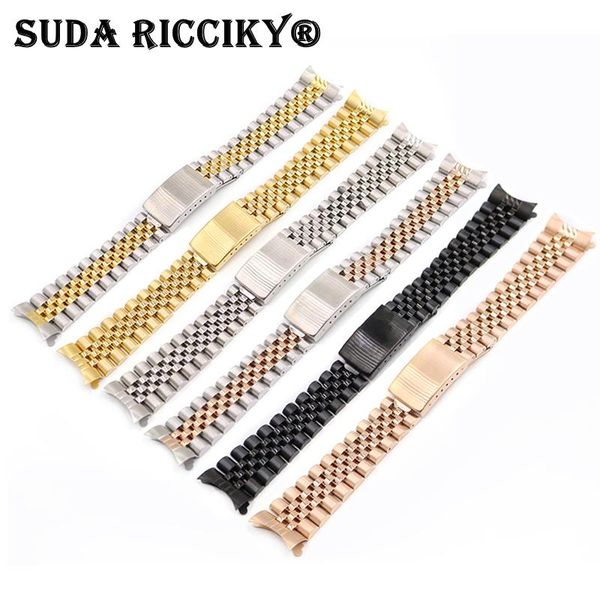 

watch bands stainless steel wrist strap for 13mm 17mm 19mm 20mm 22mm curved end solid screw links replacement band old style, Black;brown