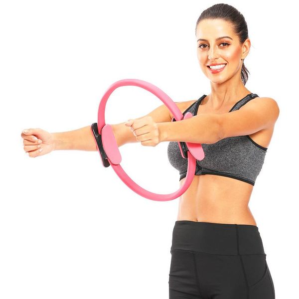 

yoga fitness circle pilates ring resistance rings for thighs, abs & legs with rubber handles bands