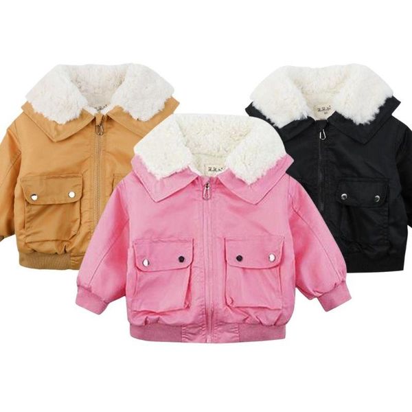 

jackets winter kids jacket for boy girl coat clothes children thick plush cotton warm outerwear baby girls parka, Blue;gray