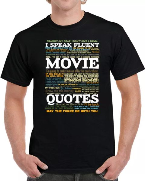 

i speak fluent movie quotes funny cool parody fan t shirt, White;black