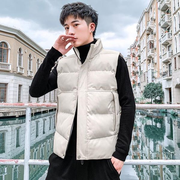 

men's vests jacket men vest fashion thick waistcoat sleeveless casual coat cotton solid color winter, Black;white