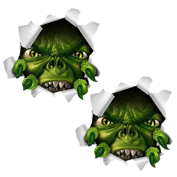 

wall stickers 2pcs 3d decals glass paster (white, dark green)