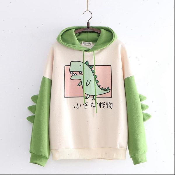 

cute dinosaur pullovers women hoodies harajuku hooded girls teens clothes, Black