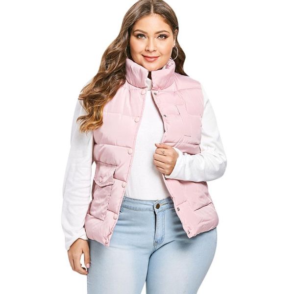 

women's vests plus size pockets padded waistcoat, Black;white