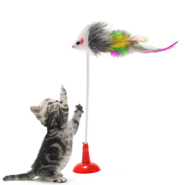 

cat toys 1pcs random color teaser toy funny sucker mouse interactive play for kitten pet feather supplies