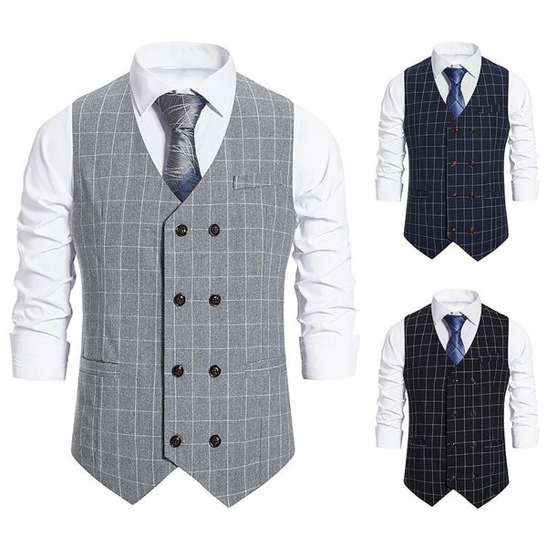 

men's vests business vest slim single-breasted sleeveless suit v-neck formal 3 colors (s-xxl), Black;white