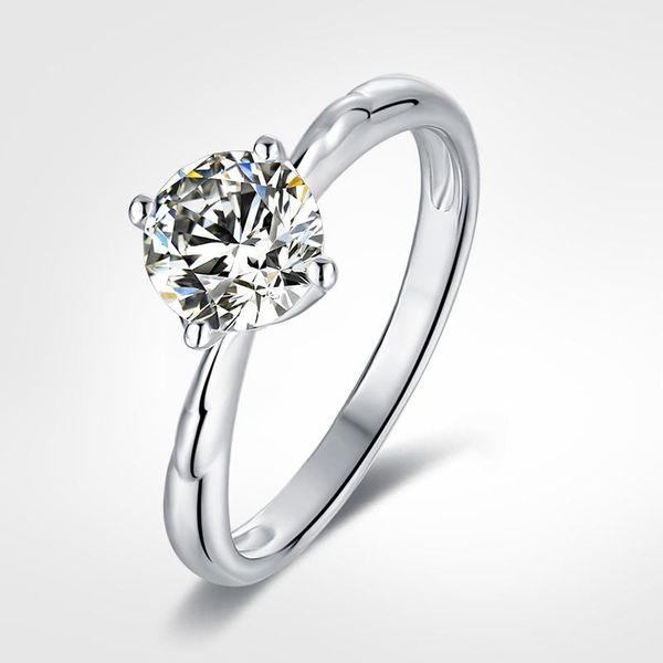 

cluster rings 925 silver ring 4 smooth setting special design round brilliant cut moissanite proposal, Golden;silver