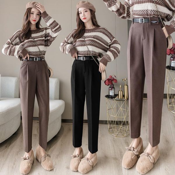 

limiguyue elegant harem woolen pant women pants ol simple anti-pilling suit winter trousers capris lady k265 women's &, Black;white