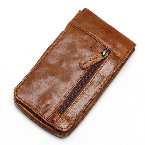 

genuine leather vintage waist packs men's travel fanny pack belt loops hip bum bag mobile phone pouch bags