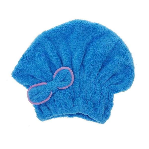 

towel useful minifiber dry hair hat quickly rolled cap (blue)