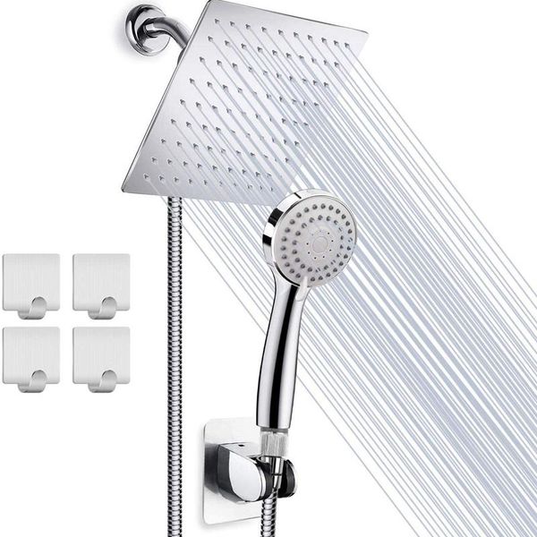 

inch high pressure shower head, stainless steel multifunction rain head with 60 hose anti-leak hea bathroom sets