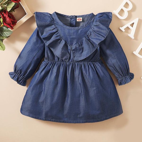 

girl's dresses keelorn baby cotton korean autumn long sleeve casual loose party costumes children pure color ruffles princess vestidos, Red;yellow