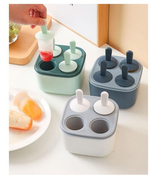 

ice cream mold transparent cover four-cell popsicle box diy homemade thickened kitchen tools & gadgets baking moulds
