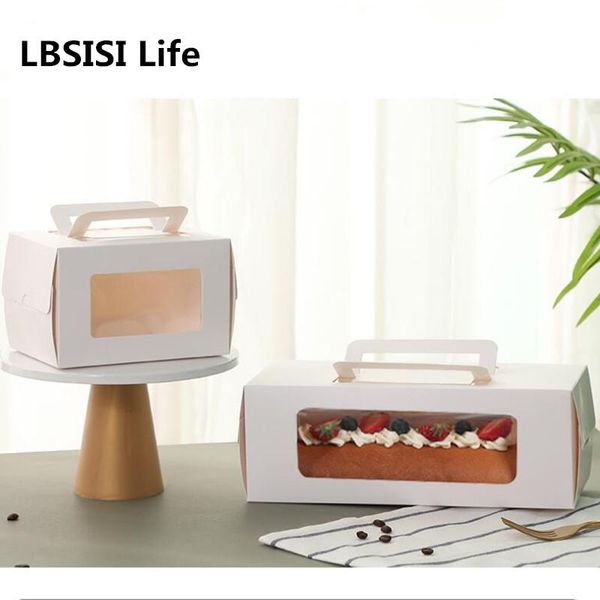 

life 10pcs swiss roll cake packing boxes with transparent window towel birthday wedding party favor handmade gift wrap
