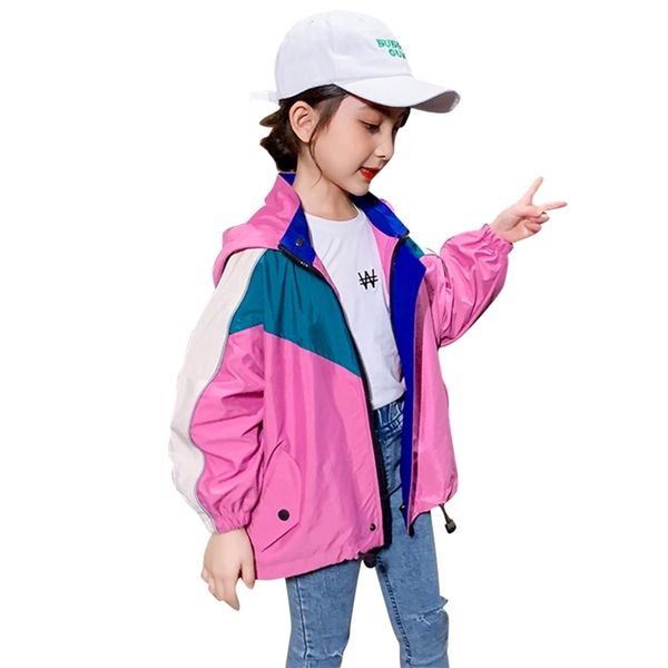 

girls coat jacket patchwork for spring autumn casual style clothes 6 8 10 12 14 210527, Blue;gray
