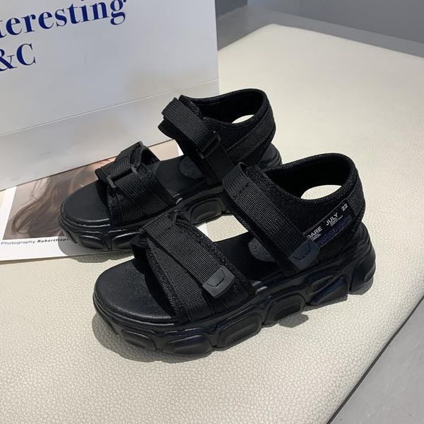 

sandals platform 2021 shoes women casual hook & loop black chunky woman summer beach sandalias de las mujeres