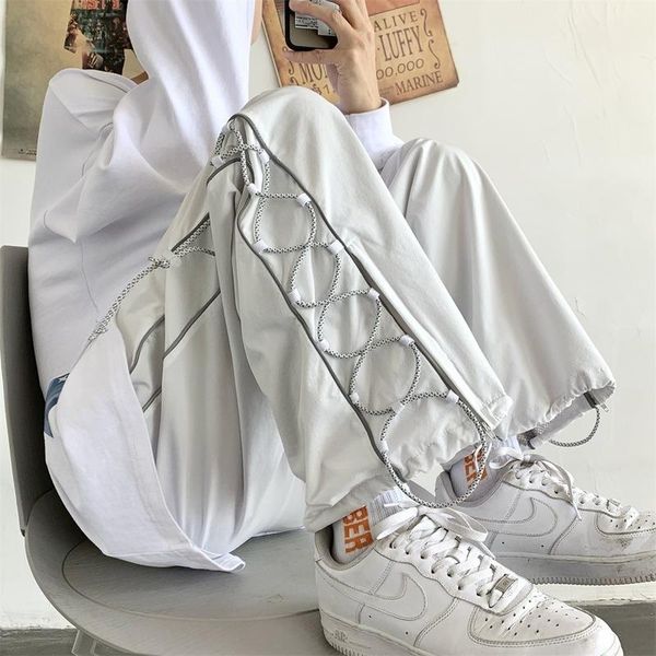 

men's pants icclek hiphop summer thin casual sports loose overalls men clothing plaid jogging, Black