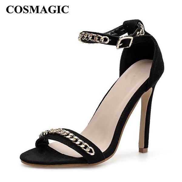 

metal chains high heel sandals 2021 summer women party black buckle strap thin pumps sandal shoe