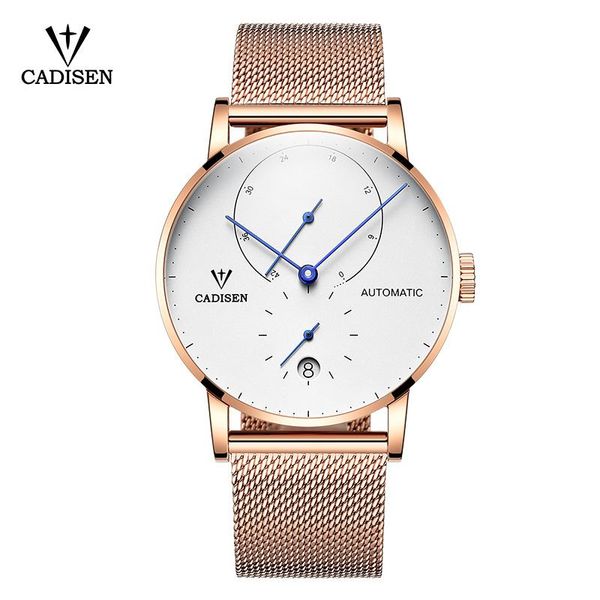 

wristwatches cadisen 1030 men's automatic mechanical watch casual calendar three-hand 50m waterproof sports male, Slivery;brown