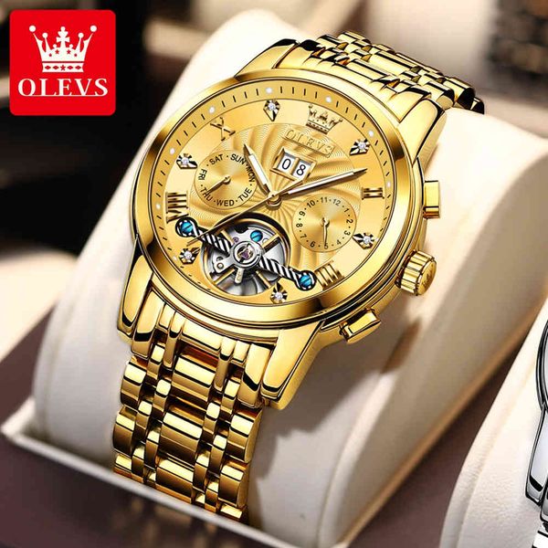

olevs luxe gentlemen mechanical automatic hollow sport rvs date clock men relogio masculino 9910, Slivery;brown