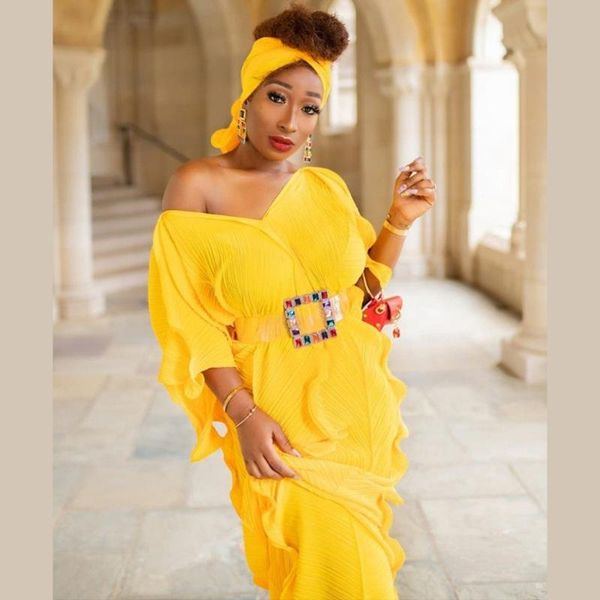 

ethnic clothing v-neck pleated ruffled chiffon summer party dashiki long maxi dress bazin robe ladies clothes african, Red