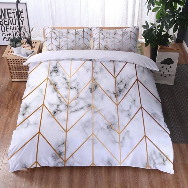 

bedding sets marble bed printed white / multicolor duvet cover set european size king  quilt comforter 2/3pcs