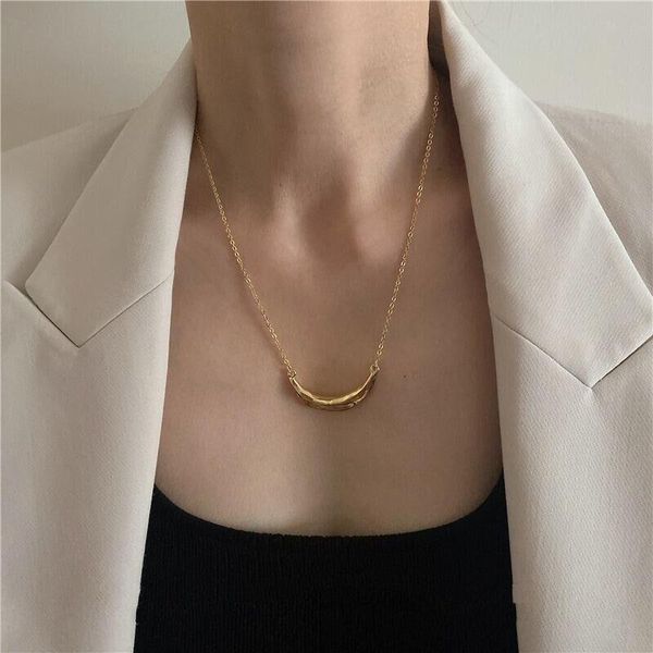 

pendant necklaces vsnow minimalist gold color reticulated textured leaf necklace for women moon charms party jewelry accessories, Silver