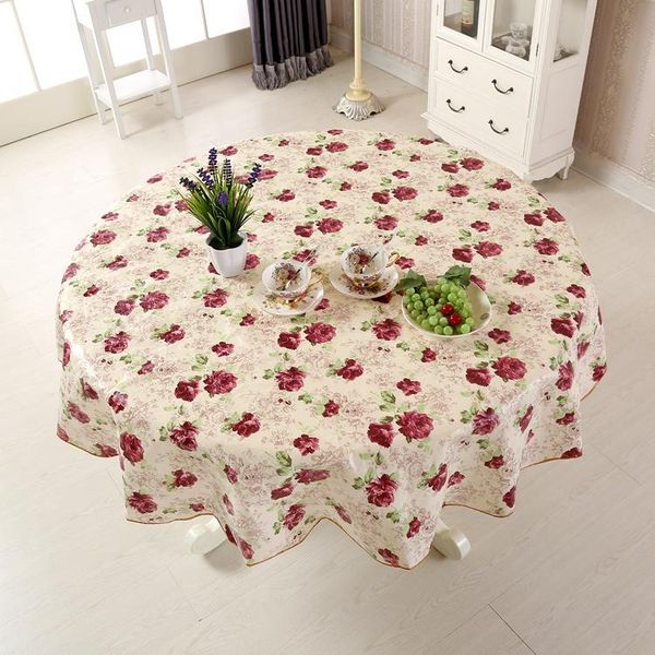 

table cloth waterproof oil round tablecloth flower pvc home kitchen dining