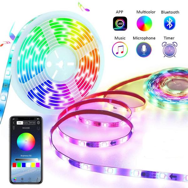 

strips dream color led strip lights with app controlled 5m/16.4ft multicolor chasing, waterproof rgb