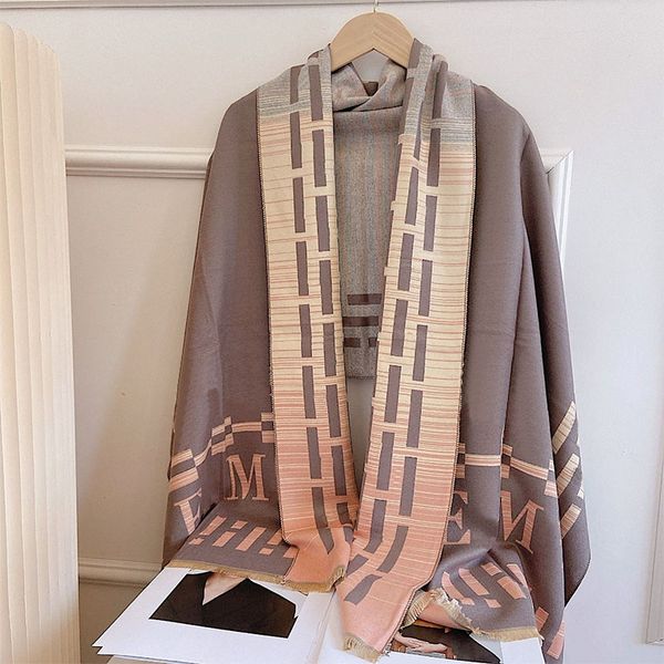 

scarfs letter womans designer scarf exquisite jacquard shawl soft scarves pashmina luxury gradient winter warm habbly, Blue;gray