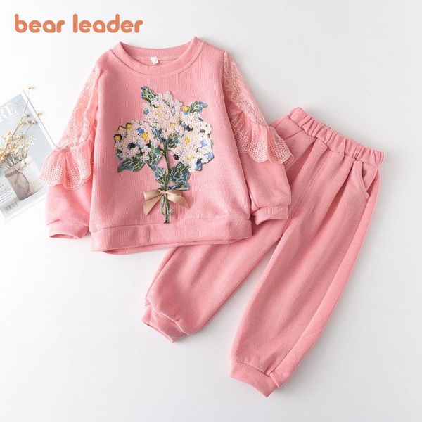 

clothing sets bear leader children casual autumn girls flowers print outfits long sleeve active suits floral sweet clothes, White
