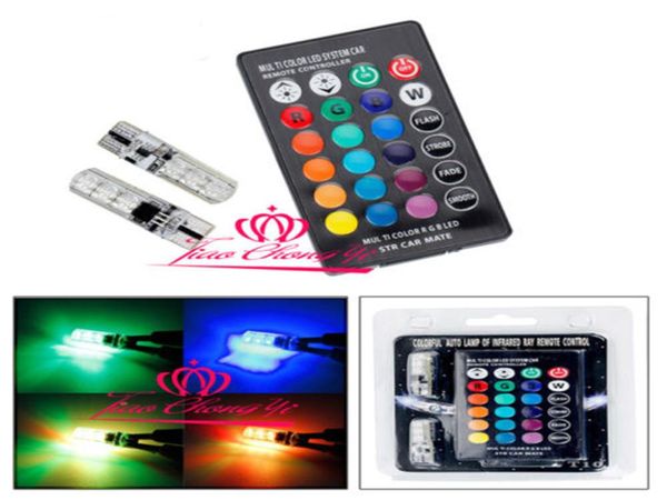 

modules 2x-t10-6smd--rgb-led-car-wedge-side-light-reading-lamp-bulb-remote-control
