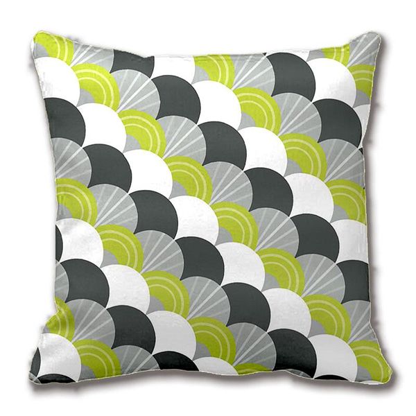 Modern Scallop Fan Pattern Charcoal Green Throw Pillow Decorative Cushion Cover Case Personalize Gift by Lvsure Cushion/decorativo