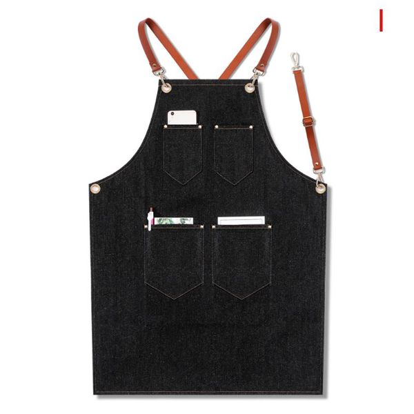 

denim apron strap bib barista bartender bbq chef uniform workwear fbs889 aprons