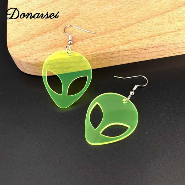 

dangle & chandelier donarsei personality transparent alien acrylic earrings for women fashion fluorescent green drop dangling nightclub, Silver