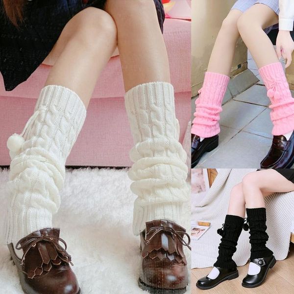 

socks & hosiery women girl winter cable knit long cute bowknot student warm twist braided crochet thermal boot cuffs thigh high, Black;white