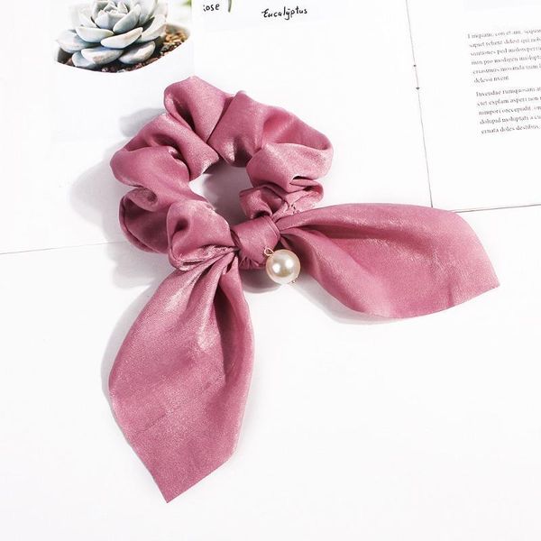 

hair bow scrunchie for women solid pearls elastic bands chiffon rope tie ponytail holder accessories1