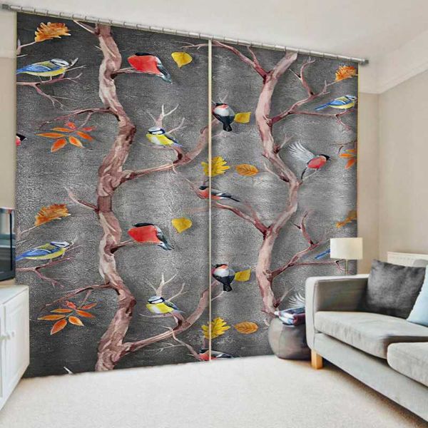 

curtain & drapes european curtains po painted 3d living room flower and birds stereoscopic