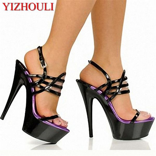 

15cm, with button-down shoes, high-heeled and club style sandals, Black